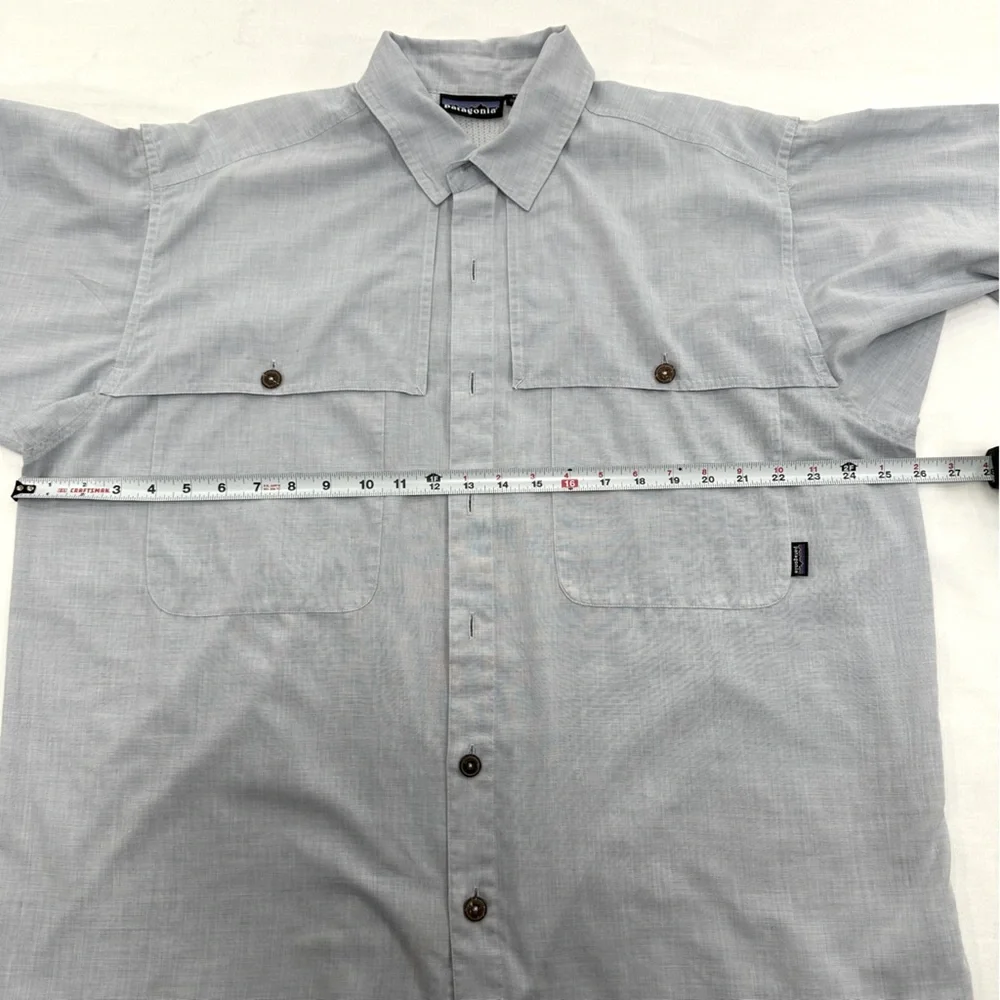 Patagonia Vintage Outdoor Long Sleeve Vented Fishing Shirt Pale Blue/Gray Large - Picture 10 of 15